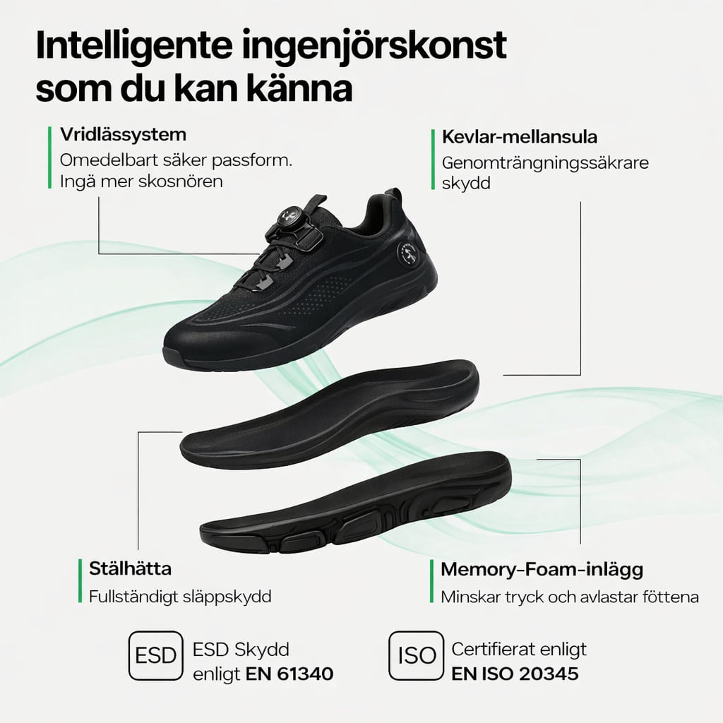 Genomskärning av Blitz S3 Pro: vridlåssystem, kevlar-mellansula, stålhätta och memory foam-inlägg
