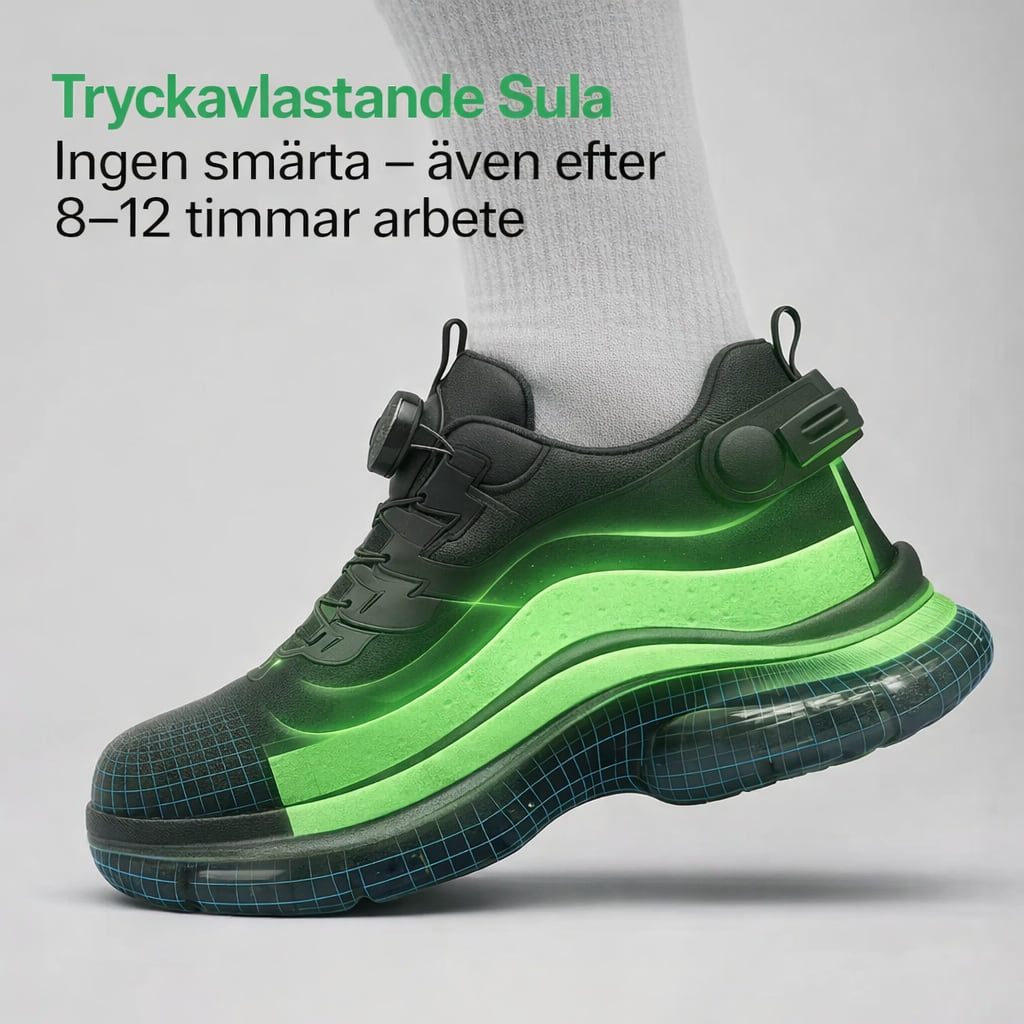 Blitz S3 Pro sedd från sidan med tryckavlastande sula markerad i grönt