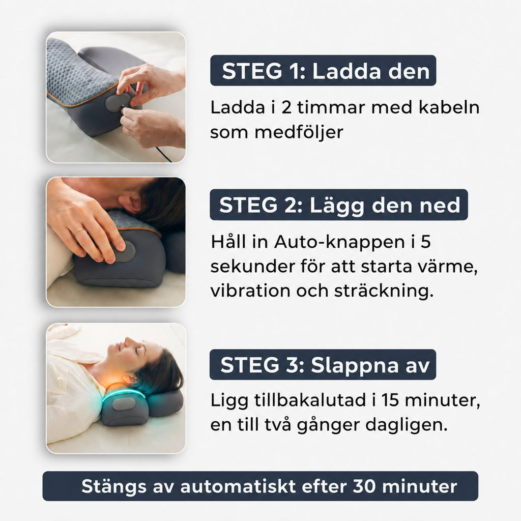 Så använder du nackkudden i tre steg