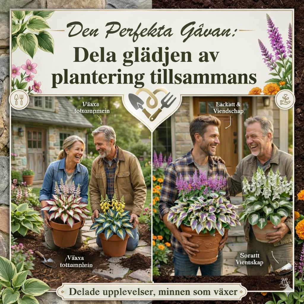 Presentmotiv med människor som planterar hosta tillsammans
