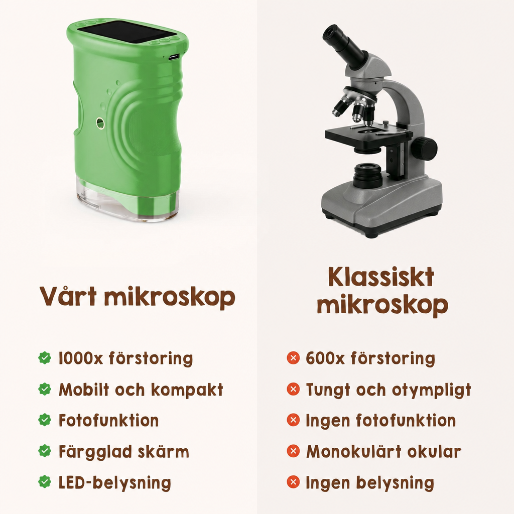 Äventyrsmikroskop för barn – digitalt 1000x zoom (presentset)