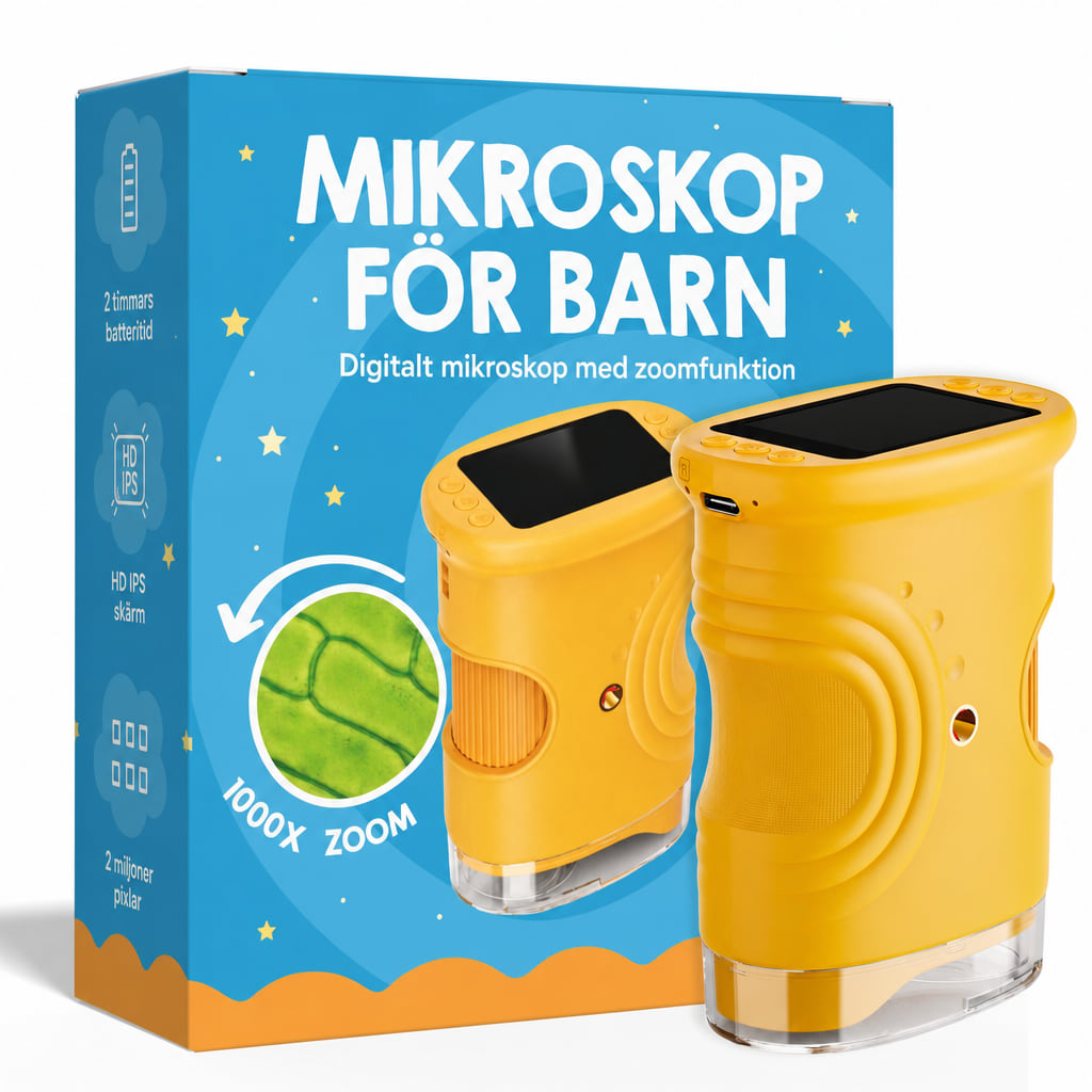 Mikroskop för barn i gult med förpackning