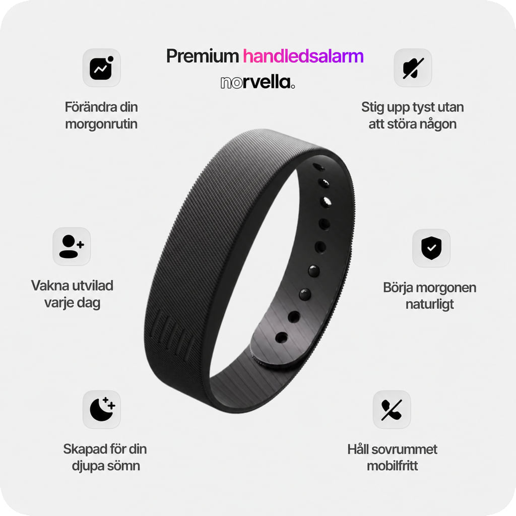 Onyx handledsalarm i svart med funktioner: tyst vibration som inte stör partnern