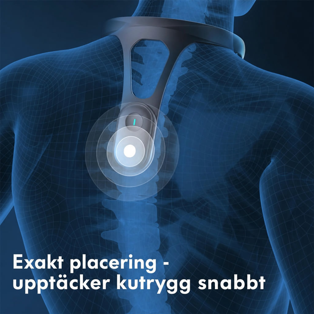 Illustration av sensorns placering mellan skulderbladen