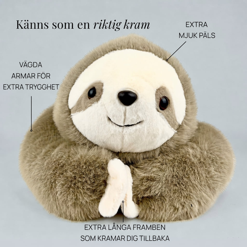 Viktat gosedjur sengångare med extra långa vägda armar och mjuk päls
