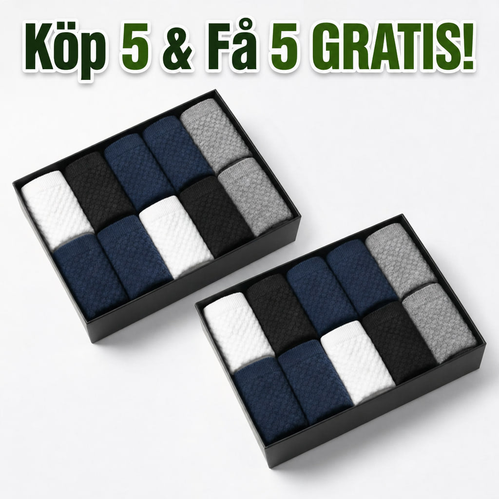 Två askar bambusockor i blandade färger, köp 5 få 5 gratis