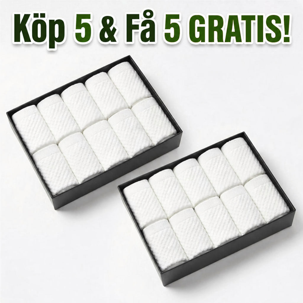 Två askar vita bambusockor, köp 5 få 5 gratis