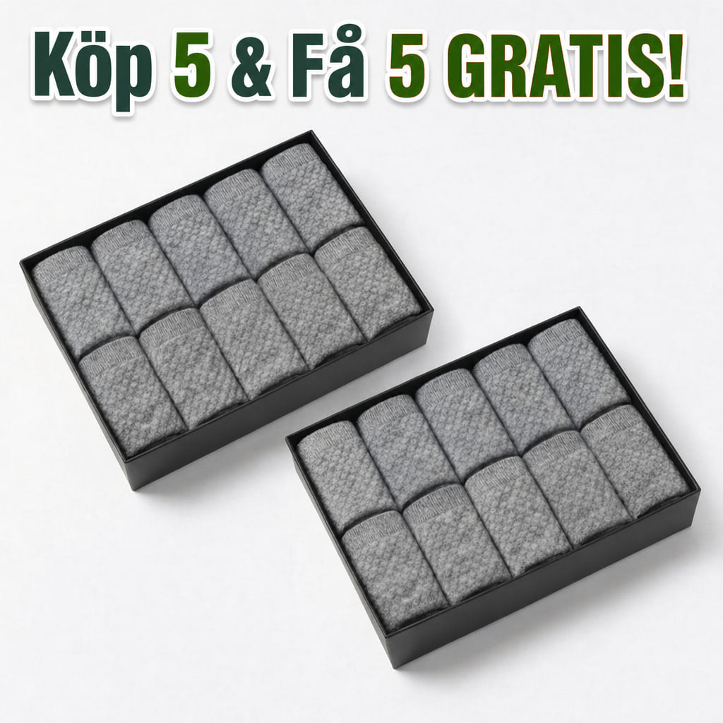 Två askar grå bambusockor, köp 5 få 5 gratis