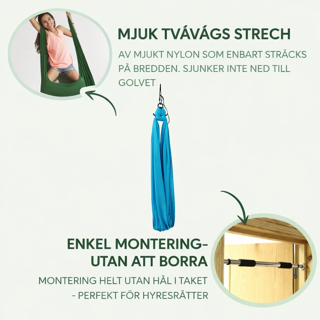 Terapigungan i mjuk tvåvägs stretch, montering utan att borra