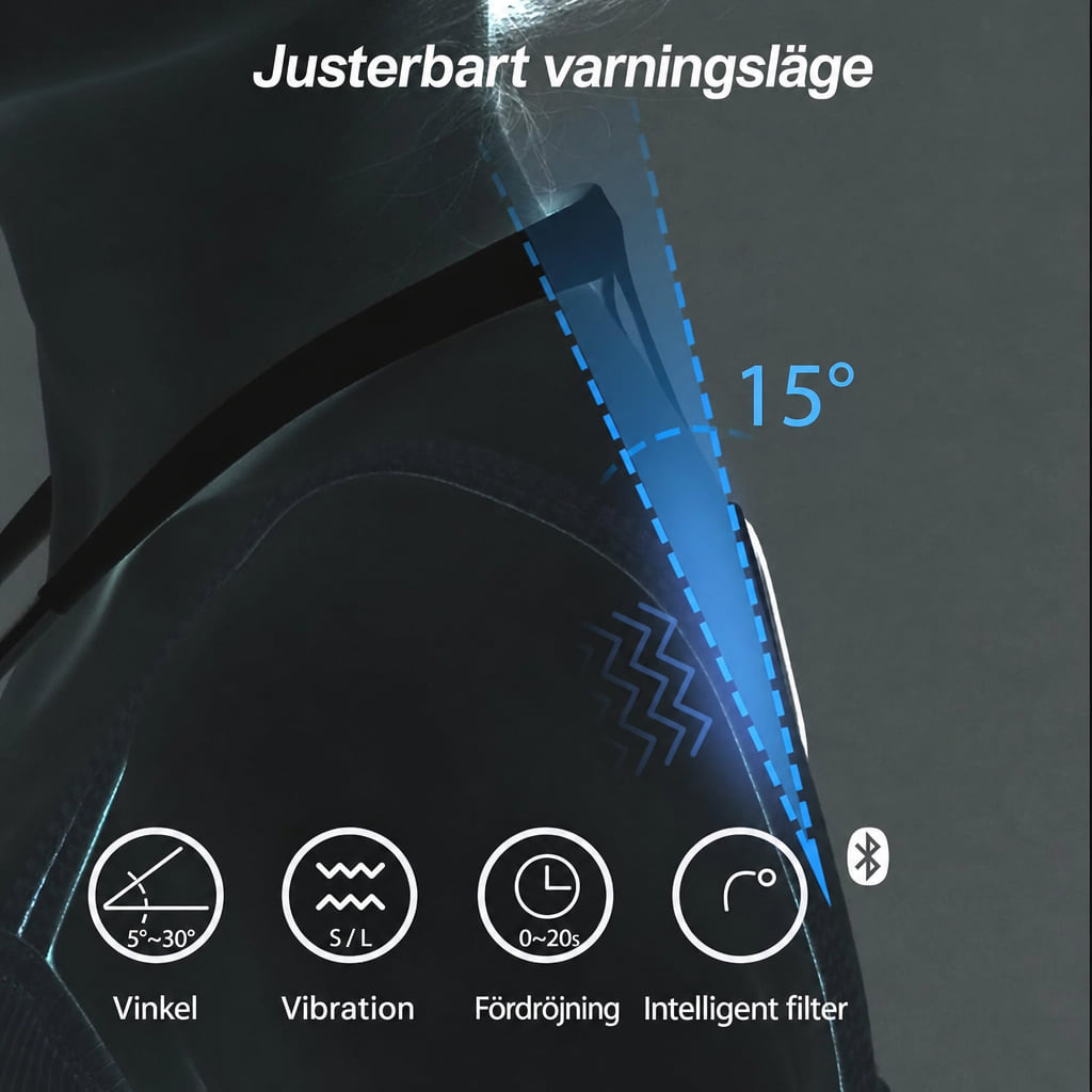 Justerbart varningsläge: vinkel, vibration, fördröjning och filter